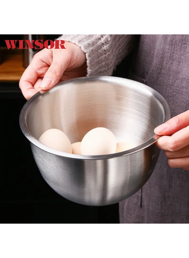 Winsor طقم وعاء خلط WINSOR 3 قطع – أوعية من الفولاذ المقاوم للصدأ للتداخل للطهي | وعاء خبز | أوعية تقديم للسلطة والحبوب والشوربة والمعكرونة والفواكه | WR80835 - Image 4